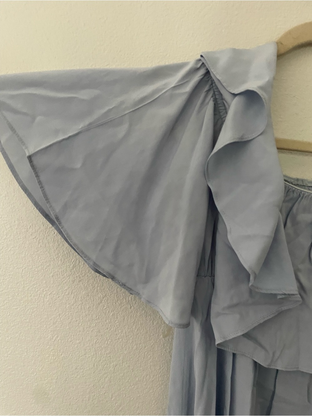 Glamorous Pale Blue Off-Shoulder Ruffle Tunic - Picture 2 of 3